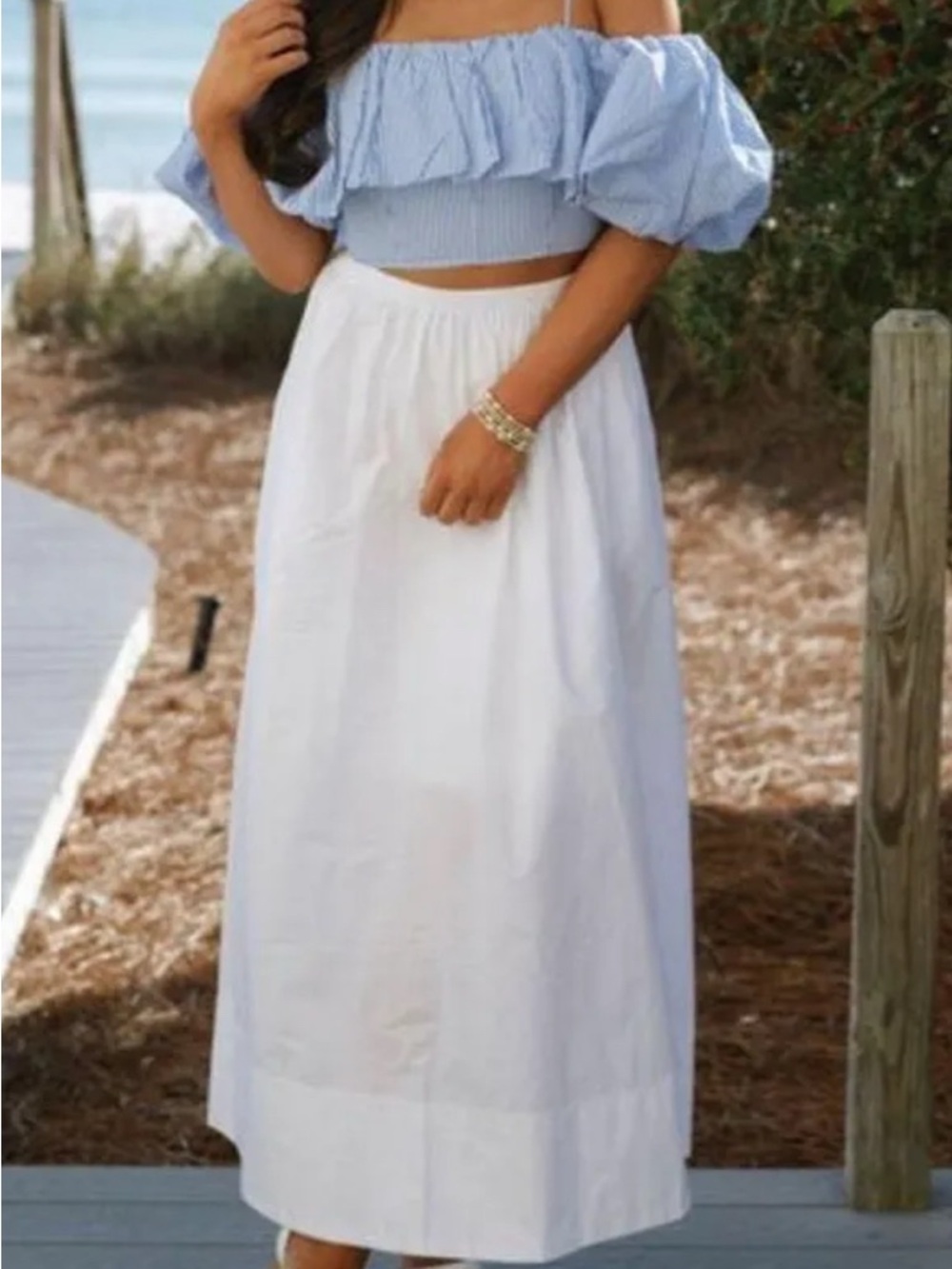 These Three Boutique Olivaceous White Maxi Skirt